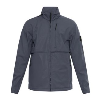 Stone Island Jassen, Heren, Blauw, M, Leer, Hooded Jacket
