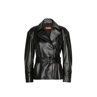 Max Mara Dames, Jassen, Zwart, Maat: XS Leer