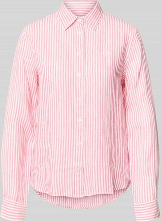 GANT Regular Fit Leinenbluse mit Hemdblusenkragen und Label-Stitching in Pink, Gr&ouml;&szlig;e 34
