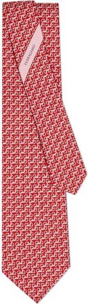 Ferragamo string print tie - men - Silk/Wool - One Size - Red