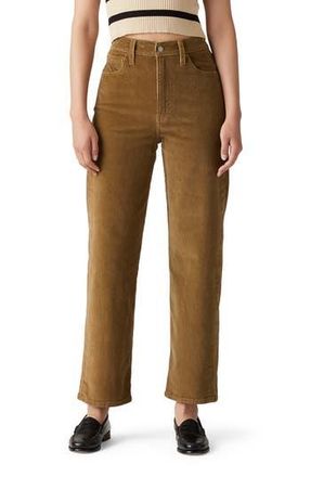 Levi's Ribcage High Waist Corduroy Ankle Straight Leg Pants in Ermine at Nordstrom Rack, Size 27 X 27