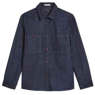 Ted Baker Enfield Mens Denim Shirt - Dark Blue - Size Large