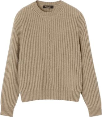 Loro Piana Plane Tree Crewneck - Heren - Cashmere truien - Bruin - 2XL - Truien & Vesten
