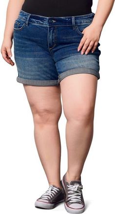 Slink Jeans Cuffed Denim Shorts in Ruby at Nordstrom, Size 14W