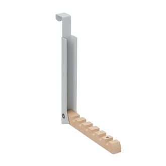 Relaxdays Relaxdays - Set 4 Colgadores Plegables Para Puerta, Gancho Con 6 Ranuras Perchas Ropa, Perchero Metal Y Madera, 21x2,5x18 Cm, Gris