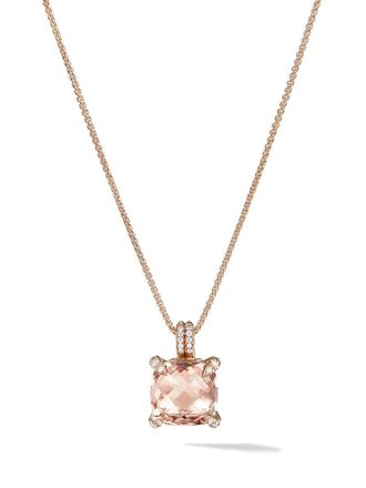 David Yurman Collana con pendente Chatelaine in oro rosa 18kt e diamanti