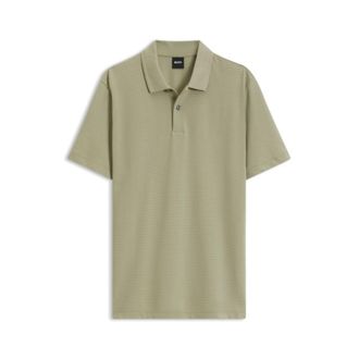 BOSS Cotton-blend polo shirt with bubble-structured jacquard