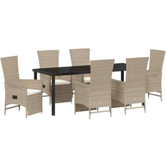 vidaXL Conjunto De Comedor De Jard&iacute;n 7 Pcs Beige Rat&aacute;n Sint&eacute;tico Vidaxl