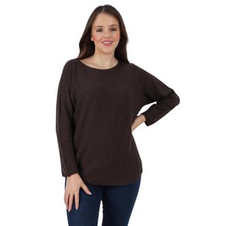 Generic Womens Knit Long Sleeve Jumper, Ladies Plain Italian Knitted Loose Fit Sweater Pullover Top - Chocolate