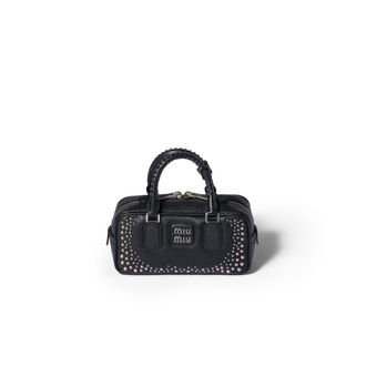 Miu Miu Arcadie Studded Leather Bag, Woman, Black