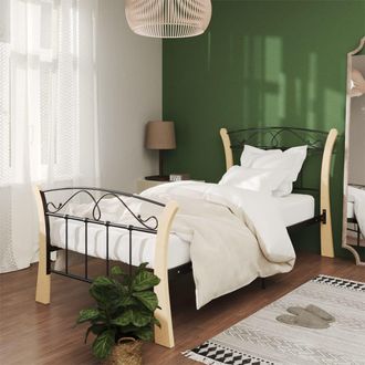 vidaXL Estructura De Cama Sin Colch&oacute;n Metal Negro 90x200 Cm Vidaxl