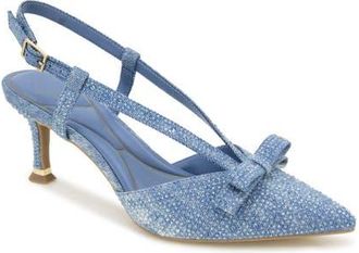 Kenneth Cole Umayra Slingback Pointed Toe Pump in Crystal Denim at Nordstrom, Size 6.5