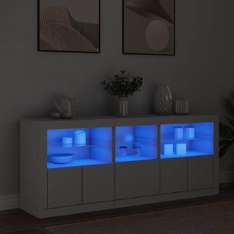 vidaXL Aparador Con Luces Led Blanco 162x37x67 Cm Vidaxl