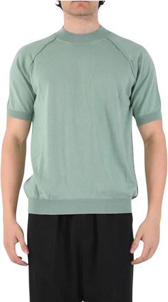 Mauro Grifoni Sweater met raglanmouwen en zichtbare stiksels - Heren - T-shirts - Groen - M - Katoen - Tops