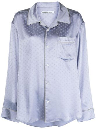 Alexander Wang logo-embroidered silk-jacquard shirt - Purple