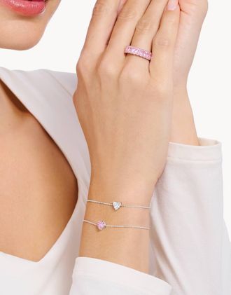 Thomas Sabo Bracciale con pendente a forma di cuore rosa in argento sterling