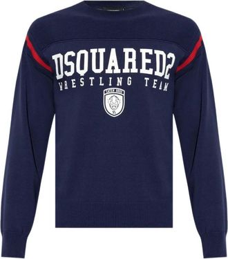 Dsquared2 Navy Blue Logo Print Sweater