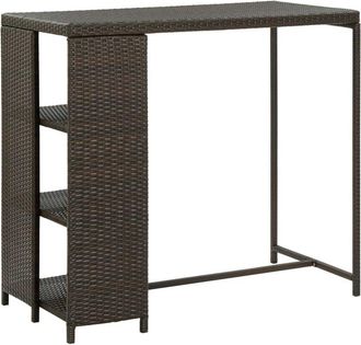 vidaXL Tavolo da Bar con Ripiani Marrone 120x60x110 cm in Polyrattan - Vidaxl