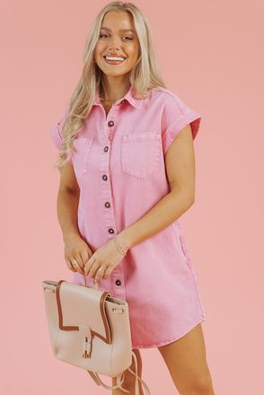 Azura Exchange Denim Shirt-jurk Casual