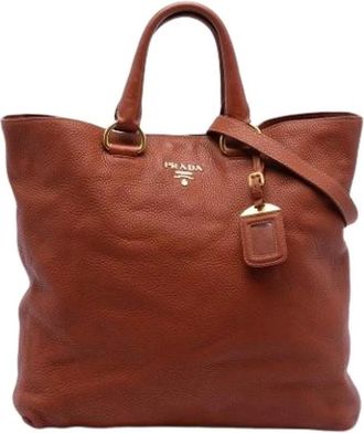 Prada Pre-owned Tote Bags, female, Brown, Size: ONE SIZE Pre-owned Satchel