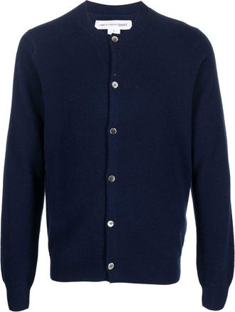 Comme Des Gar&ccedil;ons crew-neck lambswool cardigan - men - Lambs Wool - L - Blue