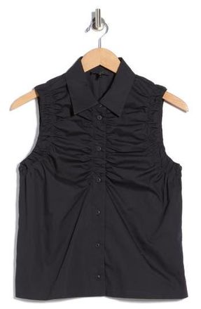 Rag & Bone Georgina Ruched Button-Up Shirt in Black at Nordstrom Rack, Size X-Large