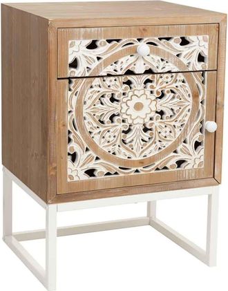 Wanderlust Deco Mesita de madera blanca 45x35x60