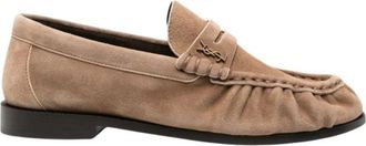 Saint Laurent Ruched Penny Loafer - Dames - Loafers - Beige - 39 EU - Leer - Schoenen