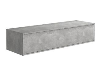 Vente-Unique Mueble de ba&ntilde;o bajo lavabo flotante - Color gris cemento - L150 cm - ISAURE II