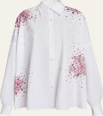 Dries Van Noten Casia Sequined Oversized Button-Down Shirt