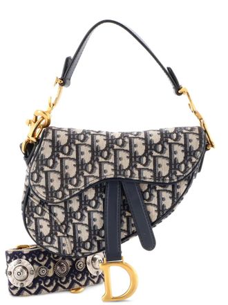 Dior Saddle Handbag with Strap Oblique Canvas Mini shoulder bag - Blue