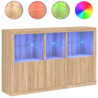 Berkfield Home Sideboard with LED Lights Sonoma Oak 162x37x100 cm in Brown | Size: 162 x 37 x 100 cm