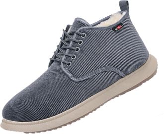 Generic Mens Snow Boots, Lace Up Winter Plush Lining Warm Ankle Boots, Lightweight Non-Slip Flat Walking Shoes, Casual Shoes for Outdoor Daily (Gray,6.5)