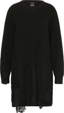 Pinko Korte gebreide jurk met kant - Dames - Kleedjes - Zwart - M - Katoen - Kleedjes