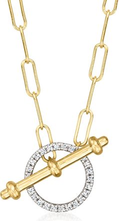 Ross-Simons Diamond Toggle Necklace in 18kt Gold Over Sterling