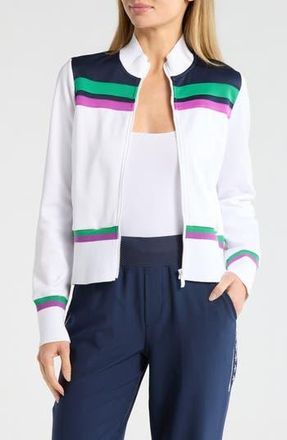 Original Penguin Stripe Crop Full Zip Jacket in Bright White at Nordstrom Rack, Size X-Small