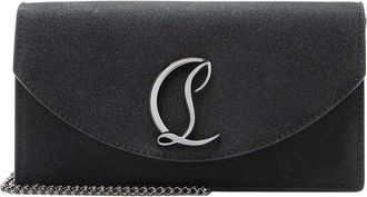 Christian Louboutin Black Leather Glitter Loubi54 Clutch (Authentic Pre-Loved)
