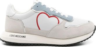 Love Moschino heart-embroidered sneakers - White