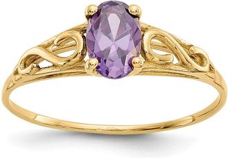 Diamond2Deal 14k Yellow Gold Amethyst Ring
