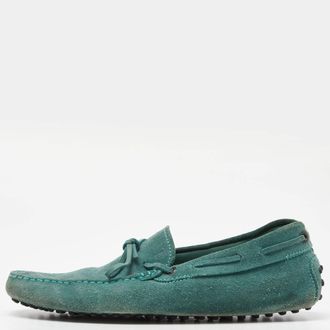 Tod's Tods Green Suede Gommino Slip On Loafers