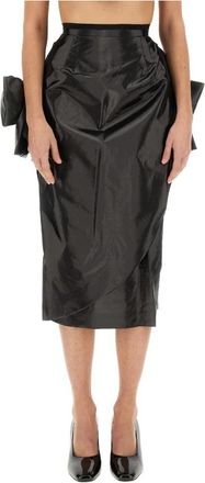 Maison Margiela Bow Detail Midi Rok - Dames - Midirokken - Zwart - 3XS - Polyester - Rokken