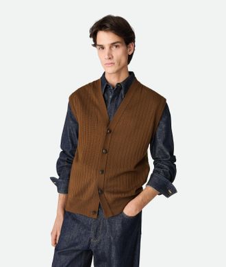 Bottega Veneta Wool Rib Cardigan Gilet - Bottega Veneta