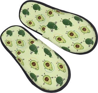 Generic Slippers Funny Avocado Green Breathable Hotel Slippers Furry Anti-Slide Slipper For Men Women Home L