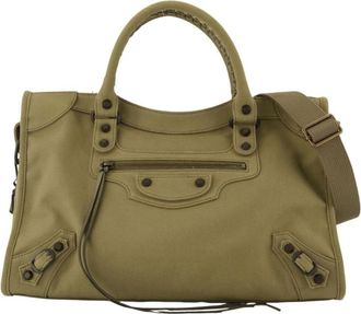 Balenciaga Shopping Bags, female, Green, ONE SIZE, Canvas City Purse - Khaki