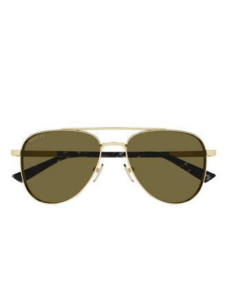Gucci pilot-frame sunglasses - men - Metal/Acetate - 56 - Gold