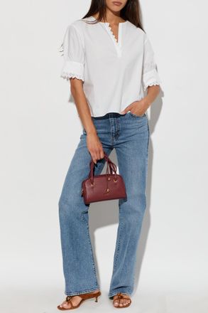 Frame Denim V-neck Top, Womens, White