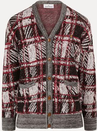 Vivienne Westwood Scribble Check Cardigan Wool Viscose Blend Black XL Men