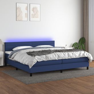 vidaXL Vidaxl - Cama Box Spring Colch&oacute;n Y Luces Led Tela Azul 200x200 Cm
