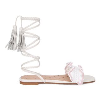 Red Valentino Flat Sandals, female, White, Size: 11 US Minimalist Wrap Flat Sandal