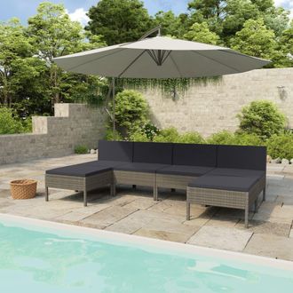 vidaXL Vidaxl - Set De Muebles De Jard&iacute;n 6 Pzas Y Cojines Rat&aacute;n Sint&eacute;tico Gris